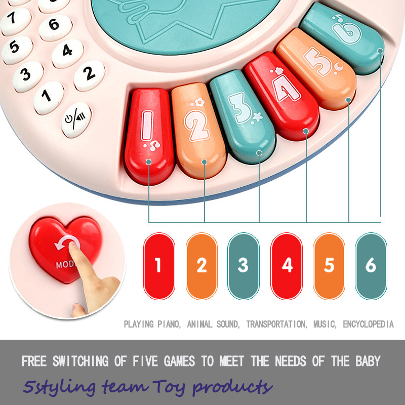 Muzică pentru copii, iluminat, aplecări de mână, organ electronic, telefon, tambur, cântec pentru copii, simț educațional, jucării de educație timpurie pentru copii